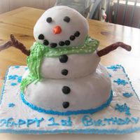 Snowman 3 tier snowman cake covered in fondant