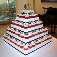 Cupcake Tower Cupcake tower with chocolate monograms