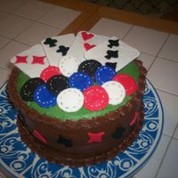 Poker Group buttercream with fondant chips and gumpaste playing cards