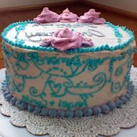 Anniversary Cake This is an all buttercream cake for a 4-year anniversary of my friend. (She is 24, I am 11, She does my bible study!) My little brother...