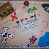 Jayden's Birthday Cake I made this cake for my son's 6th birthday ( Pirate theme ). My husband sketched it out for me. Done with BC and a few lego toys. The...