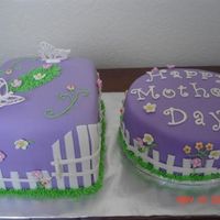 Mother's Day Cake The round cake is buttermilk white cake with caramel pecan buttercream. The square cake is buttermilk white cake with lemon buttercream and...