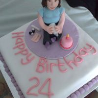 My Birthday Cake! this was the birthday cake i made for myself lol. yes i make my own birthday cakes! thats me sitting on the top and im made out of fondant...