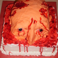 Head In A Blood Pool All B/C except the head is covered in fondant....
