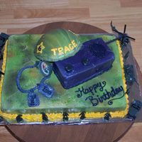 Toy Soldier My son really wanted a toy soldier cake and this is the concept I came up with. Everything is cake except the antenna on the walkie talkie...