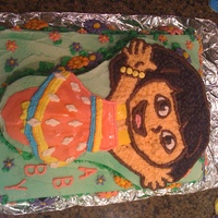 Dora The Explorer I made this cake for my niece's Birthday. Dora was made by using a charater shaped pan.