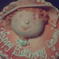 Jami's Birthday Cake (Strawberry Shortcake) 10" inch round 2 layers, Strawberry Cake, Strawberry buttercream icing with a hand molded sculpture (rolled fondant of Strawberry...
