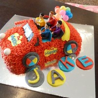 Wiggles Big Red Car I made this cake for a friends 3rd birthday. Vanilla cake with buttercream icing, fondant accessories and bought Wiggles figurines.
