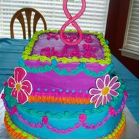 Chloe's 8Th Birthday My first tiered cake, WBH cake with colorflow flowers instead of candles and a gumpaste number.