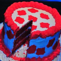 Canada Day Cake Just a small cake I made for a Canada Day BBQ ~8"Red Velvet Cake with Vanilla Buttercream and fondant Maple Leaves..