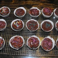 Devil's Food Cupcakes With Whipped Chocolate Ganache My first try with Ganache. This is Bittersweet, not a huge fan. Will try Milk chocolate next.