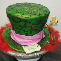 Mad Hatter Hat A sweet 16 birthday cake.