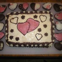 Anniversary Cake My grandparent's 45th anniversary cake. Half chocolate/half white cake with raspberry buttercream filling. I know I frosted it kinda...