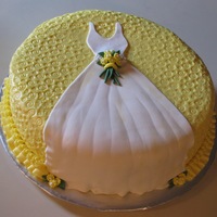 Wedding Gown Buttercream with fondant accents. I've been so anxious to try this ideas as I adore all the cakes posted on CC!