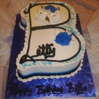 "b" Betty 9x13 cut out, white cake, BC icing. TFL!