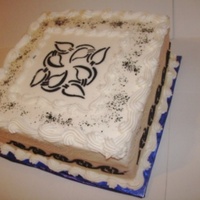Stencil 9x9 white cake, BC icing with Stencil, are you aware that you can purchase stencils from in expensive from a fabric store, I paid less than...