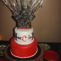 "c" Charlotte 6+9 inch rounds, covered in fondant, used textured rolling pin. TFL