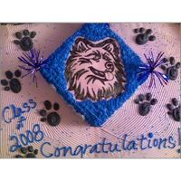 Huskie Graduation Cake The logo is hand traced on rice paper.