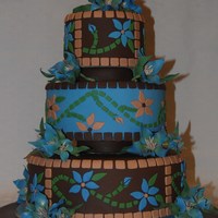 Oregon State Fair 2008 Blue and Brown mosaic cake
