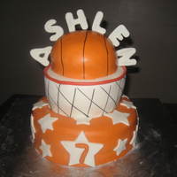 Basketball Birthday Cake! Yellow Cake with Buttercream icing for a 7th Birthday Party!