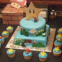 Super Mario Bros. Nintendo Wii Birthday Cake This was my son's birthday cake. He loves Super Mario Bros so I made him the ultimate cake with matching cupcakes, the cupcakes were...