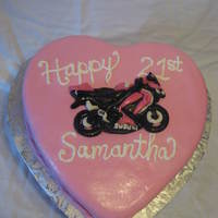 Pink Gsxr Birthday Cake For 21St Birthday Pink Heart Shaped Cake for a 21st Birthday with a Marshmallow Fondant Pink Suzuki GSX R Motorcycle!
