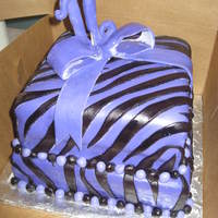 Purpla And Black Zebra Stripes Birthday Cake Purple and Black Zebra Striped Sweet 16 Birthday Cake! Yellow Cake with vanilla icing!