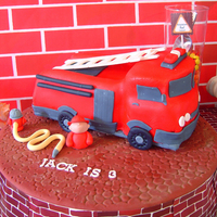 Fire Engine Cake For my son's 3rd bday party. Red Velvet cake with buttercream and Michele Foster's Fondant. My icing was too soft so it was...