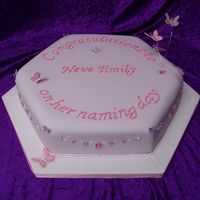 Christening Cake Hexagonal christening cake with wired butterflies