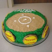 Softball Birthday This was for a little girl who plays softball, and uses that bright yellow ball. The cake is 2 tiered --10''. i used crushed...