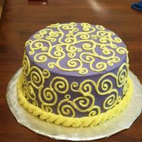 Purple And Yellow Bday Cake This is a cake I made for my neice's 13th bday. She asked for purple and yellow...this is what I came up with.