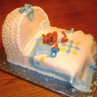 Bassinet All cake except for bear and blanket they are fondant.