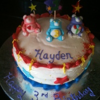 Hayden's 3Rd Birthday This was my daughter's 3rd birthday cake. I mad the "care bears" out of fondant. The cake was made in July and was left in a...