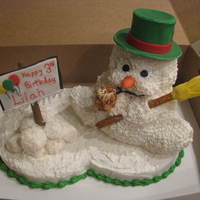 Birthday/christmas Cake I made this cake for my friends daughters 3rd birthday in December. She loves snowmen so I decided to make a stand up snowman cake. The...