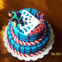 Spiderman Cake i didnt notice until the 7 year old that the cake was for pointed it out but the web was going the wrong way, the loops should have been...