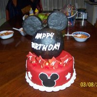 3D Mickey Mouse Cake His head was made out of Rice Treats covered in fondant but I have also been able to create the same effect using Styrofoam covered in...
