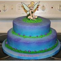 Tinker Bell Buttercream cake. Tinker Bell is edible, made from color flow icing