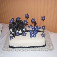 30Th Birthday I made this cake for my friends birthday. The cake is a 3 layer chocolate cake with cherry filling. I used fondant for all decorations...