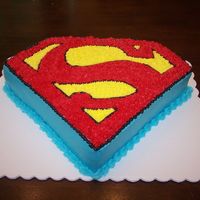 Superman Chocolate cake with vanilla BC. Made for a friend.