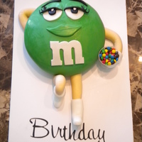 Green Mnm Cake Chocolate cake with chocolate buttercreme. MMF accents. Made for someone's Best Friend Forevers Birthday!