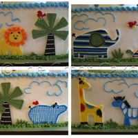 Baby Safari Scenes This is a second photo to show all four scenes of the Baby Safari Shower cake I submitted already. All animals are made from chocolate to...