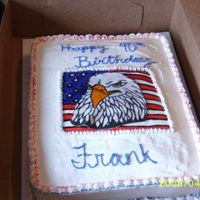 Eagle Cake birthday cake for a friend of my sisters...eagle is made out of fondane and then painted..