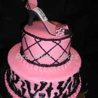 Pink High Heel My 1st high heel shoe (pattern from the template on here) and I love it! Also never painted on fondant or done "zebra strips"...