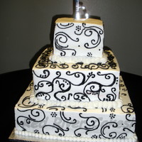 Swirls! My 1st cake of this manner. I'm happy with how it came out. It matched perfectly to the picture the bride provided. 14", 10&quot...