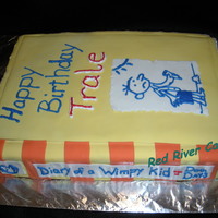 It's Not A Diary! My son loves Diary Of a Wimpy Kid so I HAD to make him a cake after his favorite book! Chocolate cake with chocolate icing. Yellow is...