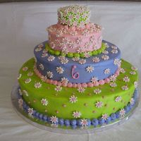 6Th Birthday Cake - Girly This was for my daughter's 6th birthday - a spa party followed by a crawfish boil, so it needed to feed a lot of people!