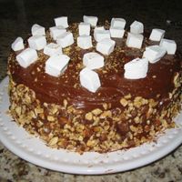 Rocky Road Cake Devil's Food cake with chocolate buttercream, toasted almonds, and homemade marshmallows... inside and out.