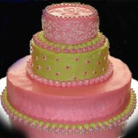 Pink And Green Birthday Cake With Monogram 