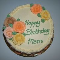 One Under My Belt This is the first cake I did for a real paying customer, its french vanilla with BC filling and roses.
