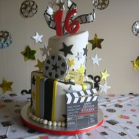 Movie Night Topsy Turvy My first fondant covered cake.